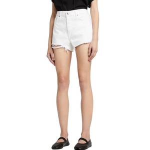 GRLFRND Size 29 The Helena High Rise Cut Off Cotton Shorts White NWT MsRp $160